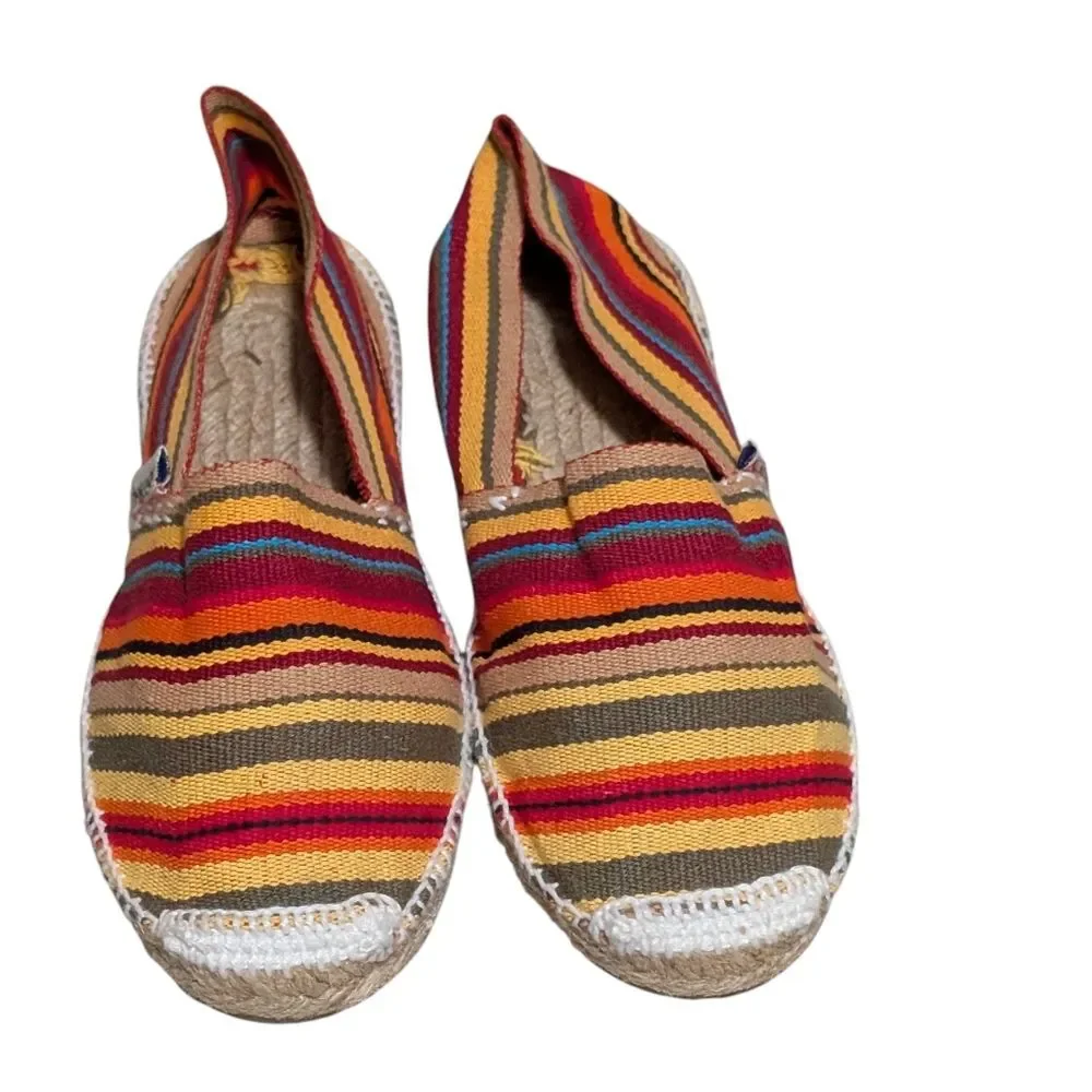 Alpargatus multi-color rainbow striped Espadrille cotton canvas Spain beachy 35